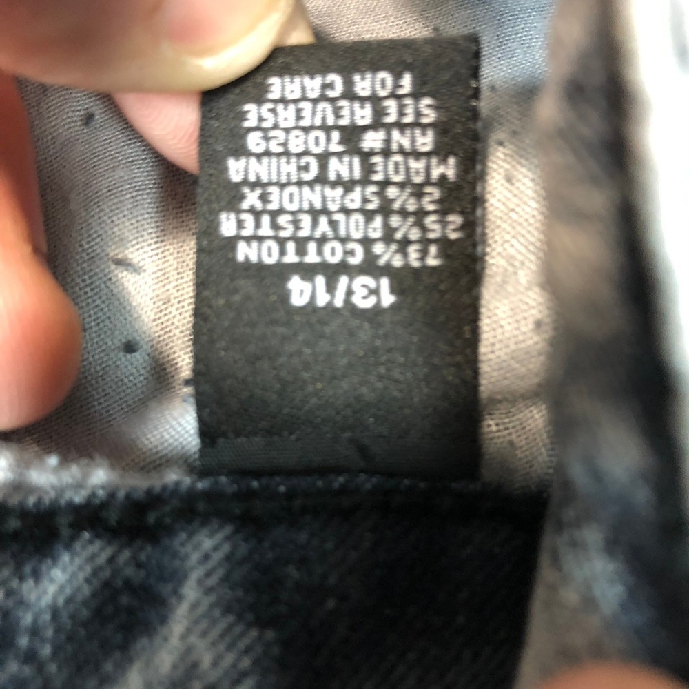 Twentyone Black Acid Wash Cropped Jeans Zipper Ankle Frayed Hem Size 13/14 - Picture 8 of 14